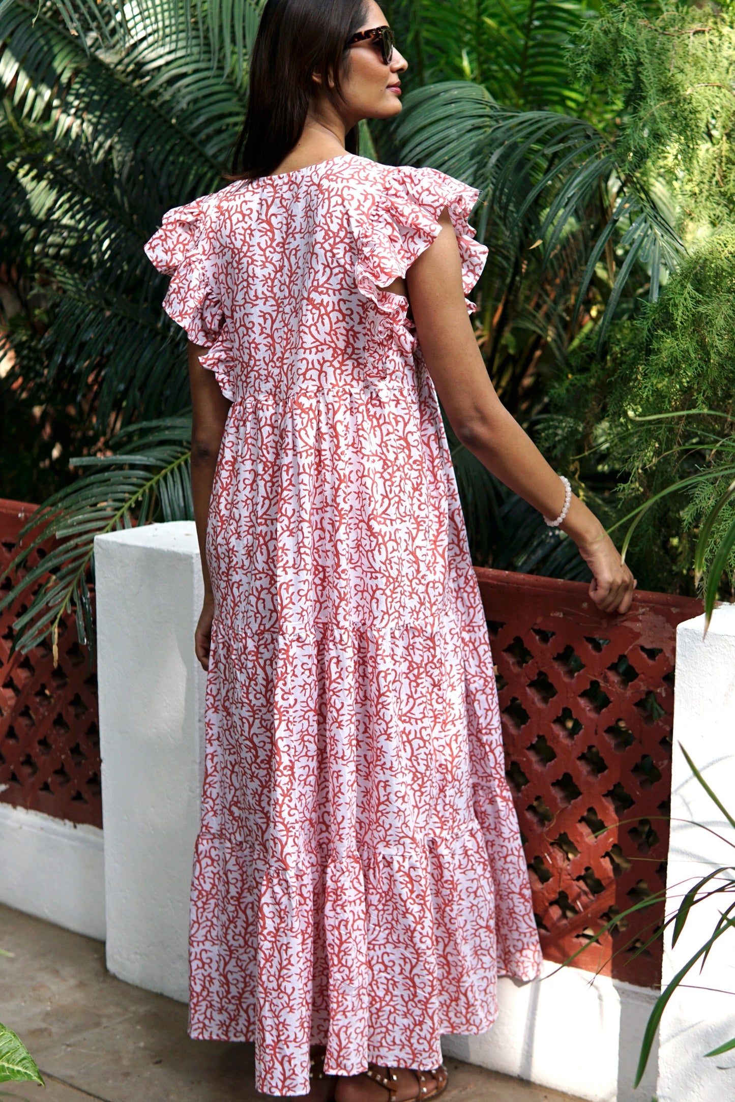 Floral summer maxi dress, cotton beach dress, cap sleeve cotton summer dress with pockets, Coralie