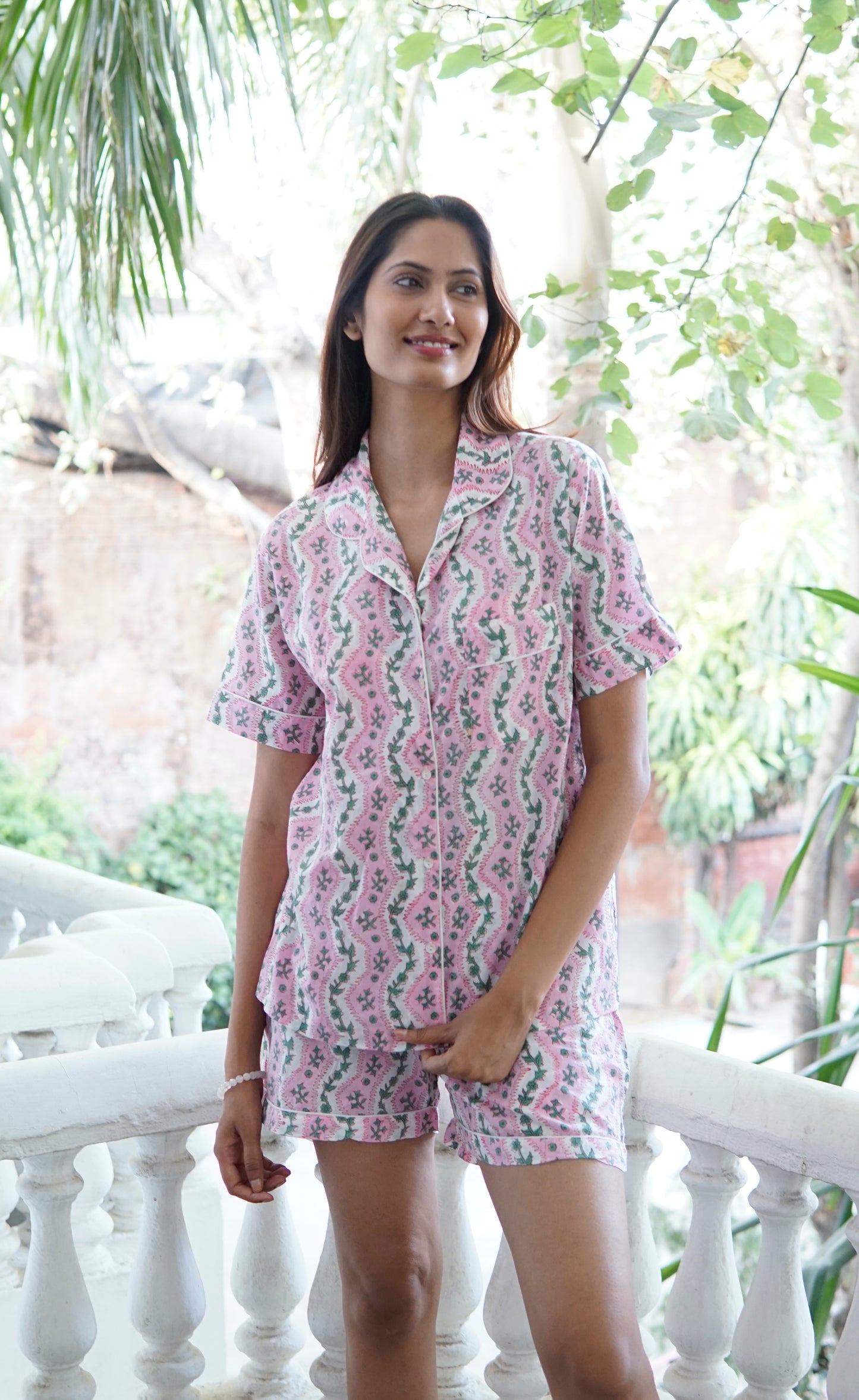 Pyjamas, cotton pyjama set with pockets, floral print women's pyjamas, short sleeved pyjamas.