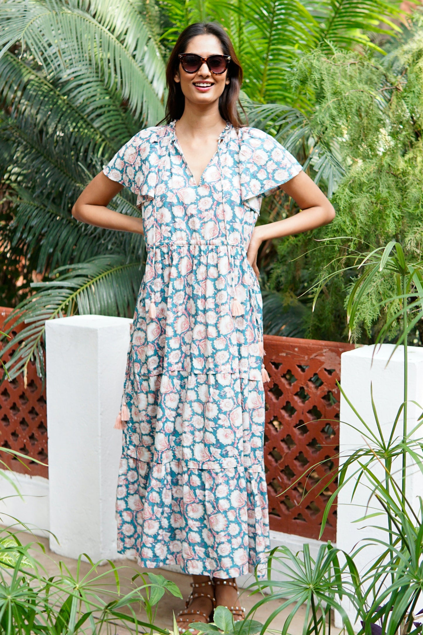 Summer cotton maxi dress, boho beach dress, summer maxi dress, block printed cotton summer dress