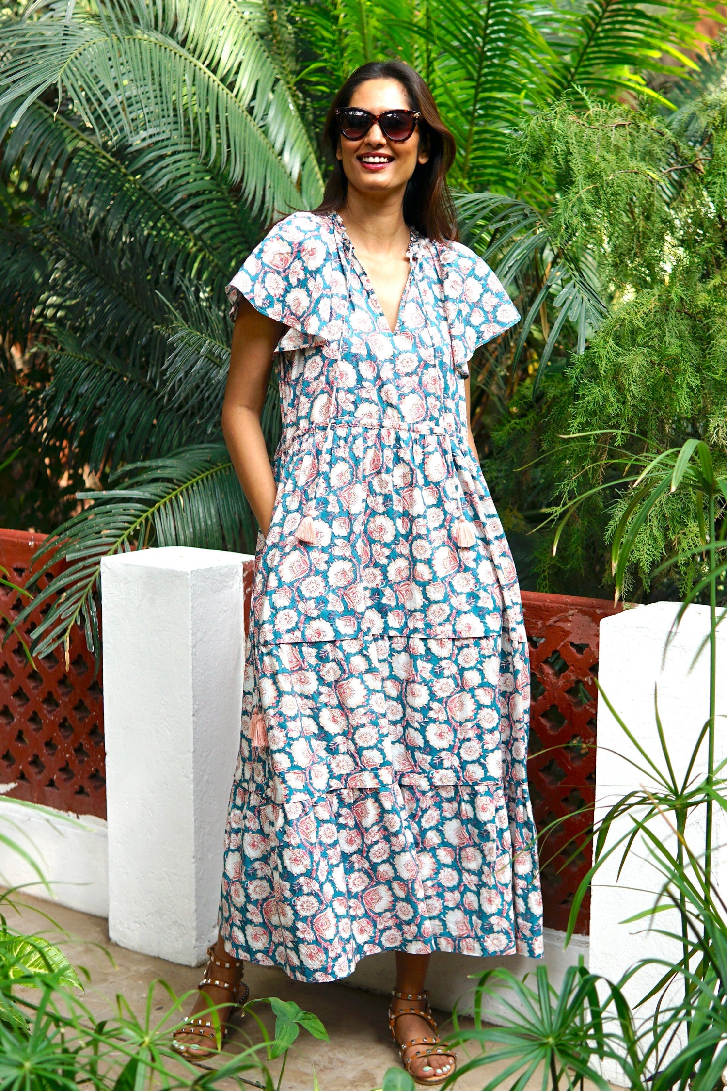 Summer cotton maxi dress, boho beach dress, summer maxi dress, block printed cotton summer dress