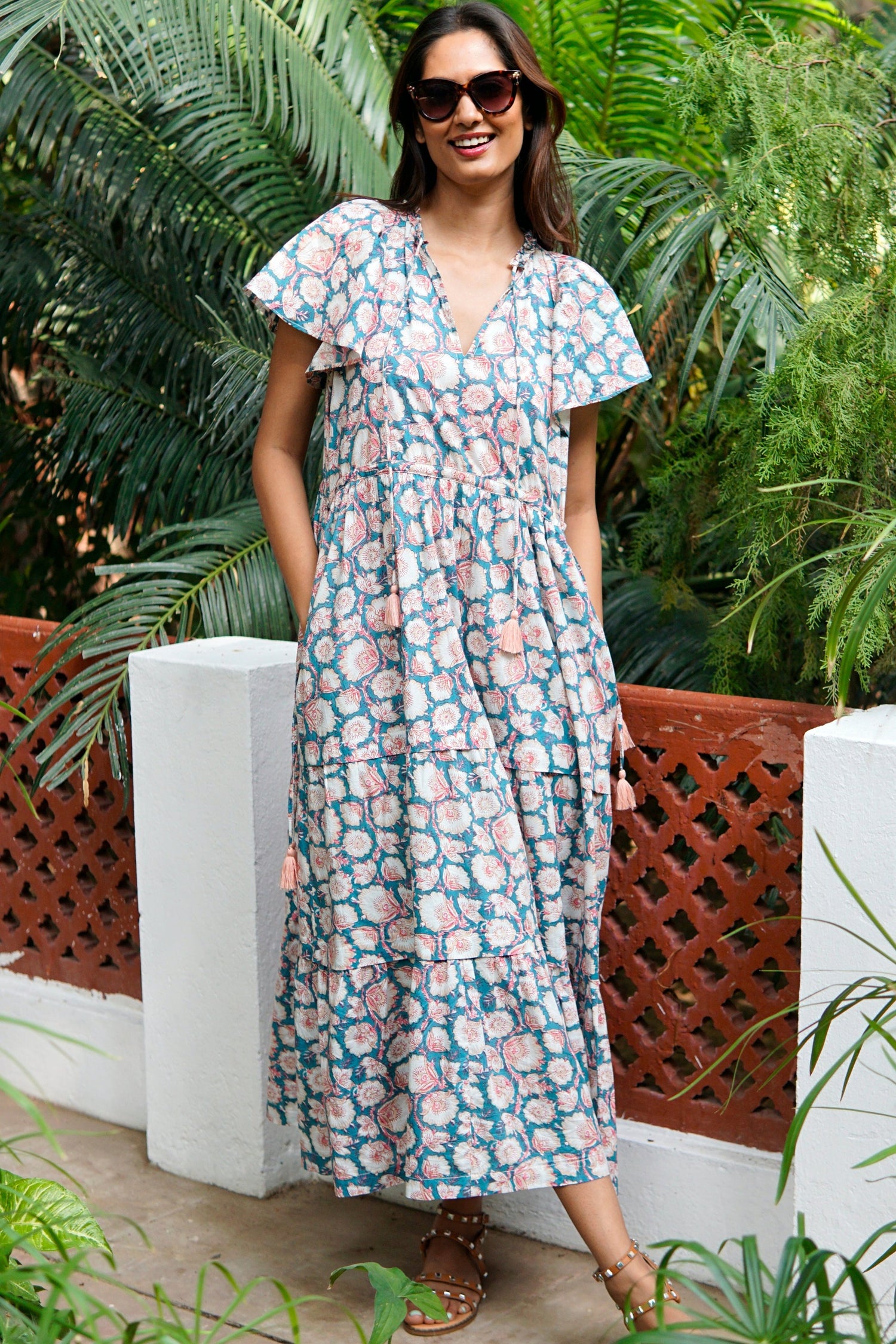 Summer cotton maxi dress, boho beach dress, summer maxi dress, block printed cotton summer dress