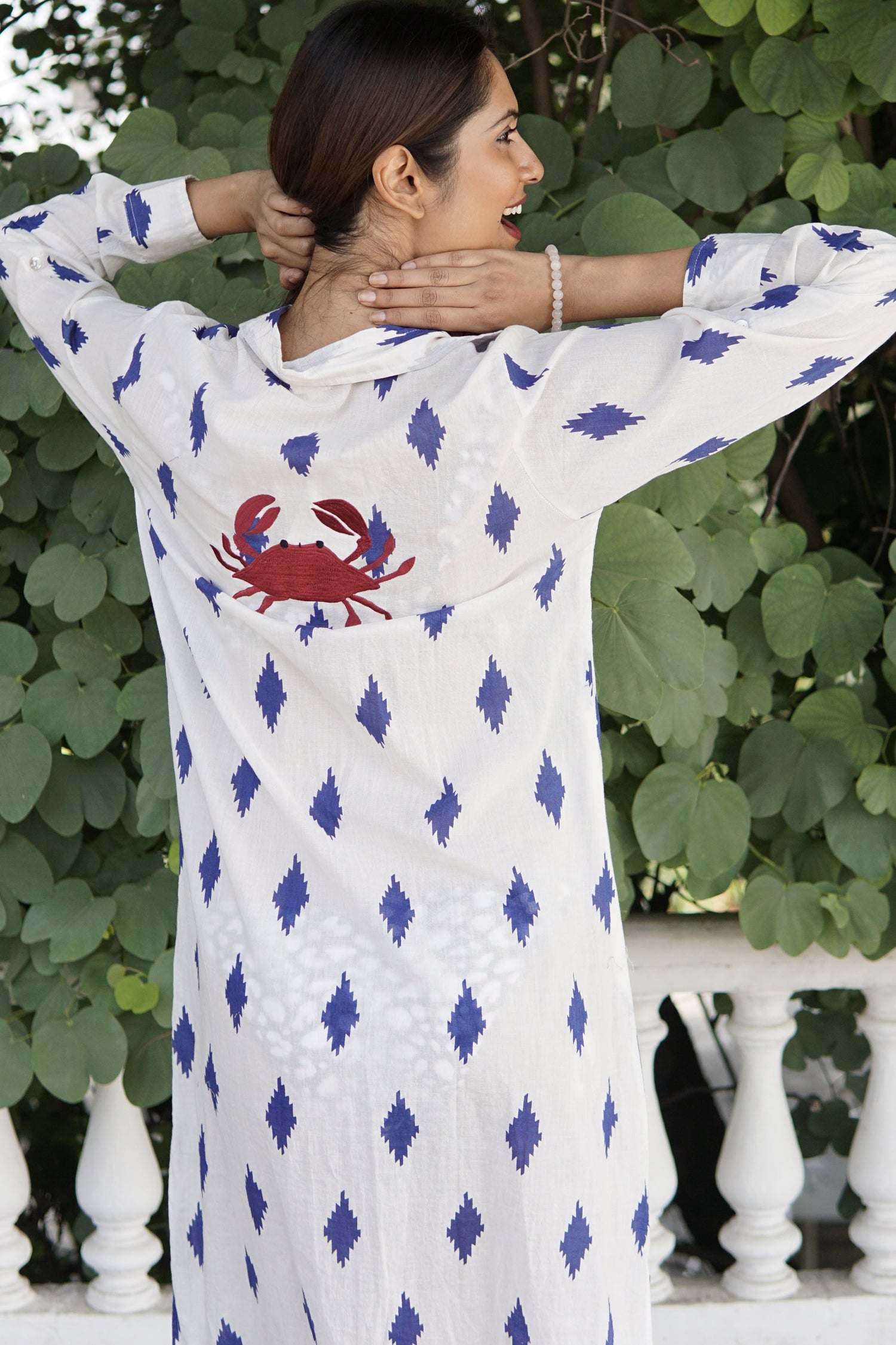 Kimono, white cotton beach coverup, beach kimono, blue and white full length cotton kaftan,