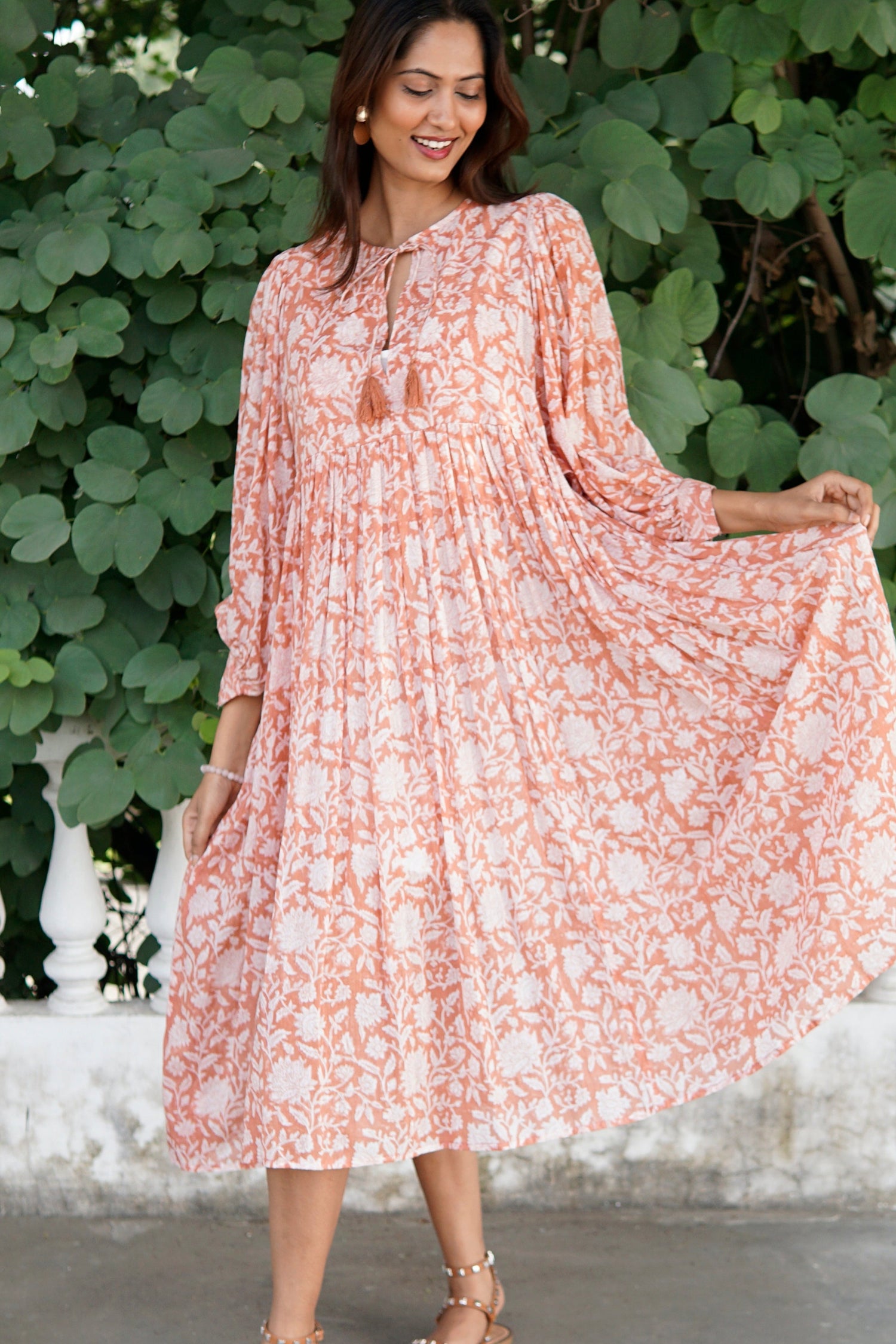 Floaty, floral summer maxi dress, cotton beach dress,  summer dress with pockets,