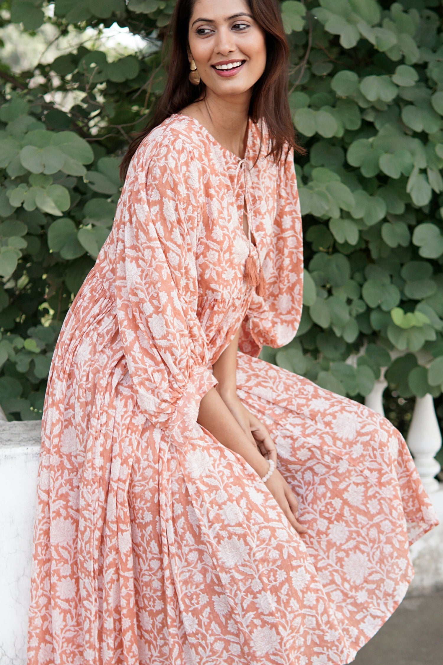 Floaty, floral summer maxi dress, cotton beach dress,  summer dress with pockets,