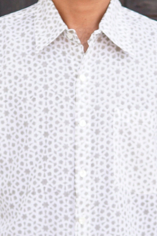 Men's cotton bock print shirt. Men's cotton beach shirt. Summer shirt for men.